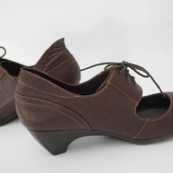 Born Mary Jane Oxford Heels Brown Lace Up Dark Academia Steampunk Lolita Size 10 - Picture 7 of 13